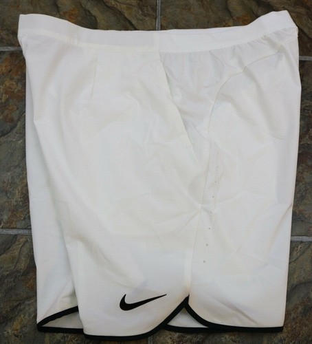 Nike 9" GLADIATOR MEN'S TENNIS Athletic Shorts NEW 728980 100 White w Black $60 - Picture 2 of 7