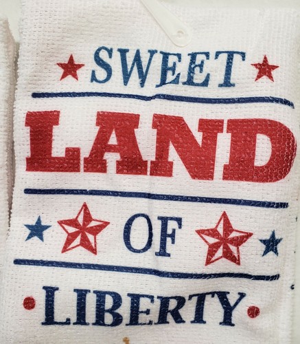 2 Same Microfiber Kitchen Towels(15"x25") PATRIOTIC USA,SWEET LAND OF LIBERTY,GR - 第 6/21 張圖片