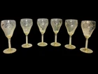 Antique RARE Lancaster Yellow Topaz Lily Pattern Set Of 6 Tulip Wine Glasses