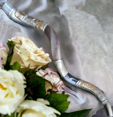 30'' SILVER Plate Jewish SHOFAR Kudu Horn - LIONS OF JUDAH Temple Menorah, Torah