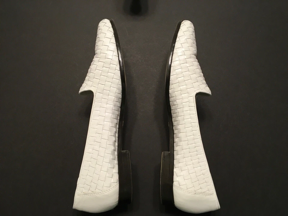 Ladies White Trotters Calf Skin Woven Loafers sz 10 S style Liz - Image 2 of 4