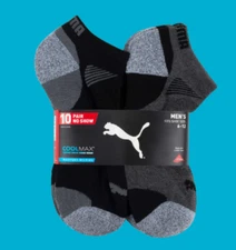 Puma Men's No Show Low Cut Socks, 10 Pair White Or Black Select Size