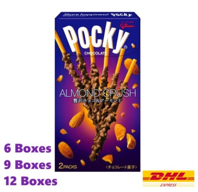 Pocky Almond Crush Chocolate Flavor Glico Biscuit Sticks Snacks Set  6 / 9 / 12