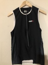 Louis Garneau Cycling Tank Top Shirt Mens M Black White Sleeveless Half Zip
