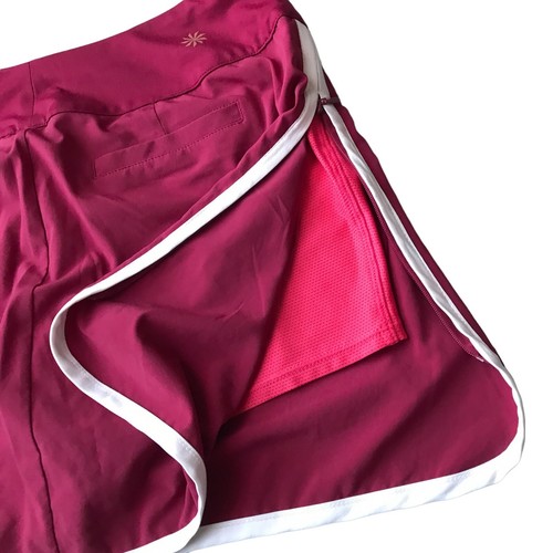 Athleta roter Active Skort Rock Damen 6 Taschen Reißverschluss gefüttert Tennis Laufen - Bild 10 von 18