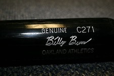 BILLY BURNS GAME USED LOUISVILLE SLUGGER WOOD BAT OAKLAND ATHLETICS NOT CRACKED