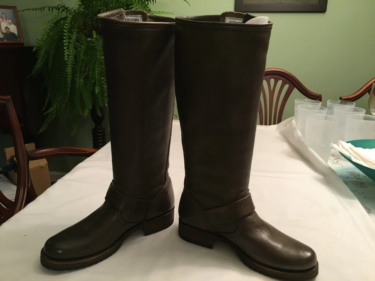 NEW Frye women s Veronica olive green leather Campus buckle Tall
