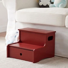 Kings Brand Step Stool for Kids with Storage Bedroom Bathroom Kitchen, Red