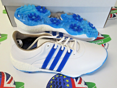 adidas Tour 360 22 wasserdichte Golfschuhe weiß/blau UK Größe 7