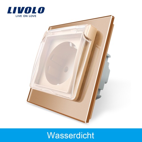 Enchufe Livolo para espacio húmedo vidrio contacto protector con cubierta impermeable - Imagen 8 de 10