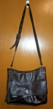 Preowned Rachel Roy Soft Black Leather Accordion Crossbody Bag Pewter Hardware