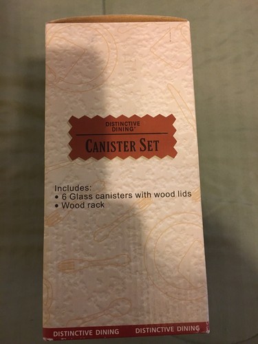 Distinctive Dining 6 Piece Glass Spice Jar Set With Wood Rack NIB - 第 4/5 張圖片