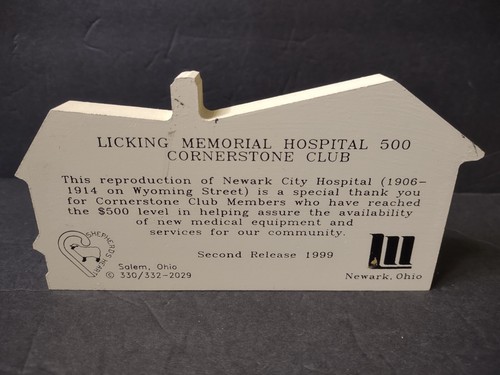 Vtg 1999 Shepherd's Heart Wood Building Licking Memorial Newark City Hospital - Picture 3 of 7