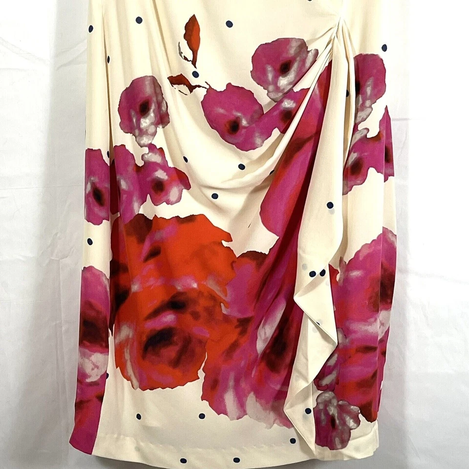 Vestido Vaina Seda Yoana Baraschi Estampado Rosa Lunares Talla 10 Cottagecore Único Foto 4 de 4