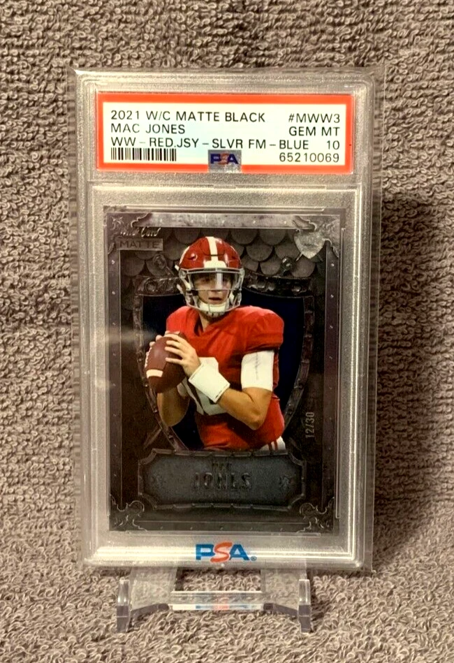 Mac Jones Wild Card Matte Black Premier Edition Weekend Warriors #MWW3 Blue