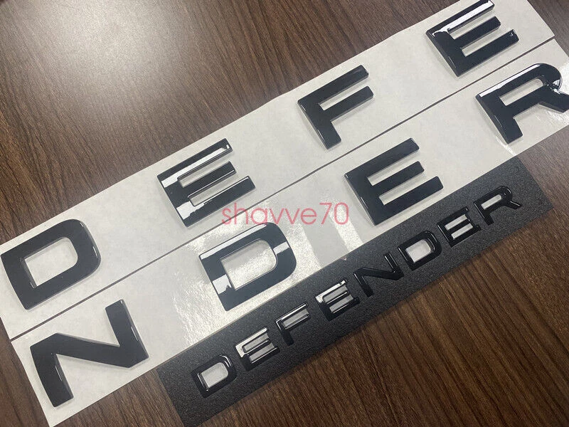 2PCS DEFENDER MATTE BLACK HOOD + TAIL BADGE LETTERS FIT LAND ROVER 2020+ - Imagem 2 de 4