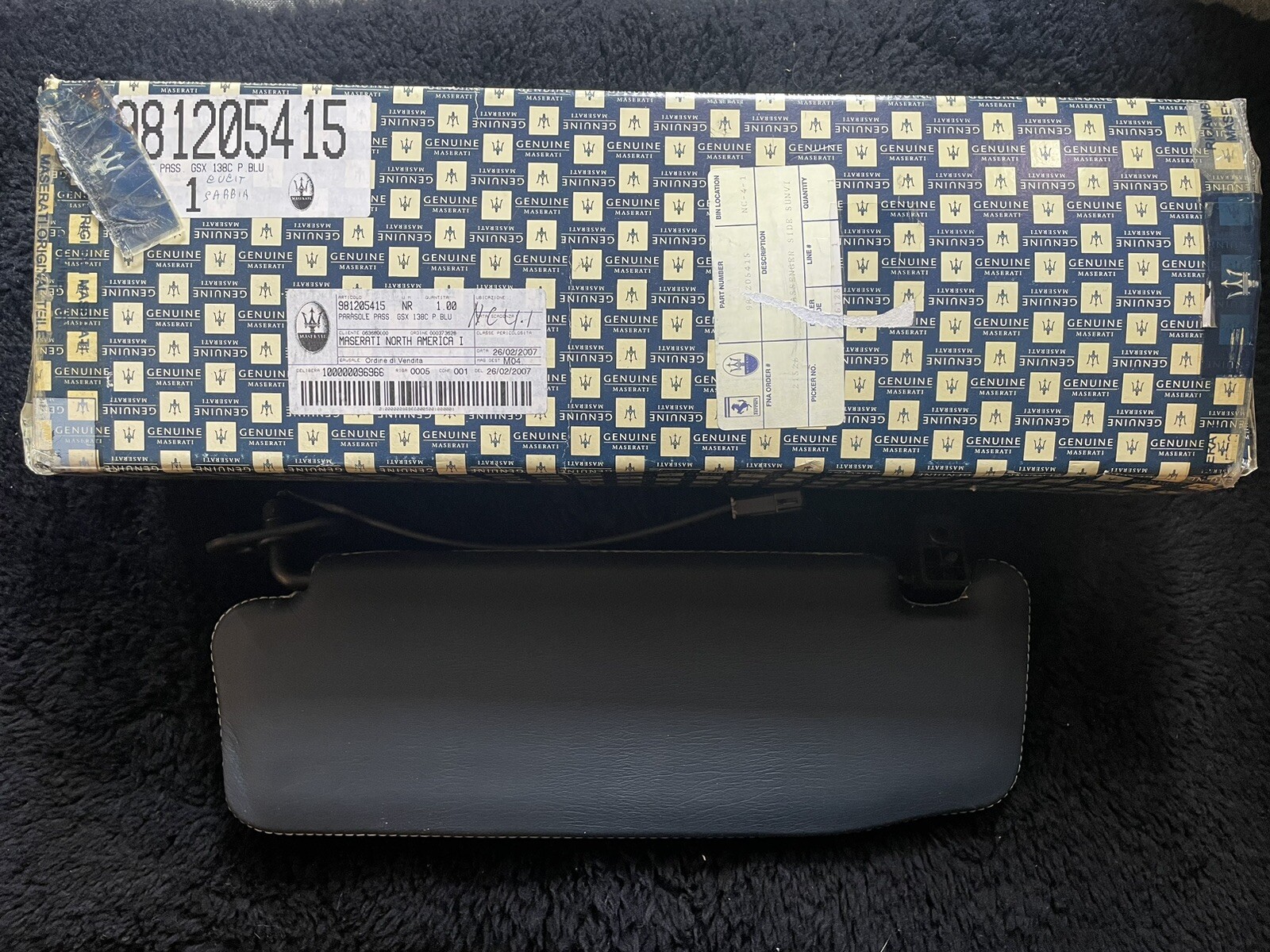 Maserati 4200 GT GranSport 2002-07 Passenger Sun Visor Navy 981205415 OEM NEW