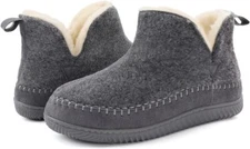 Women's Moccasin Bootie Slippers Memory Foam House Shoes with Hard Rubber Sole