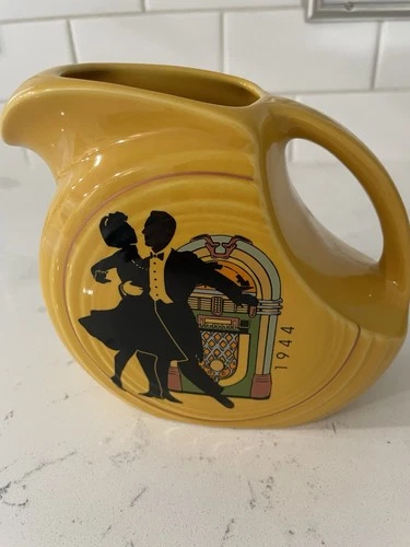 Fiesta HLCCA Exclusive 1944 Big Band Juice Pitcher, Marigold Dancing Lady Mini