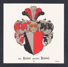 19.Jh. von Loebel Leubel Wappen Heraldik coat of arms heraldry Lithographie