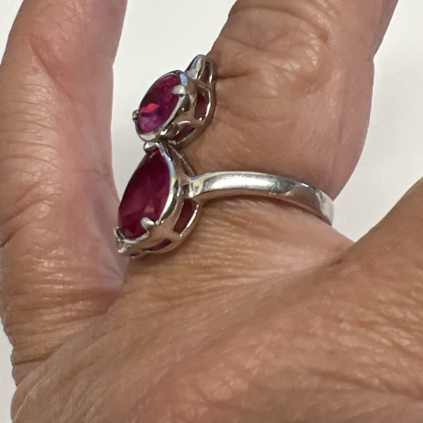 Sterling Silver Lab Created Ruby Cat Ring Size 8 … - image 2