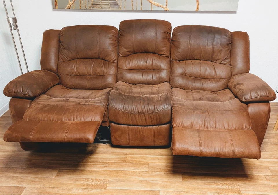 Sofagarnitur mit Relax Funktion 3+2 Sitzer Microfaser Stoff - Bild 3 von 4