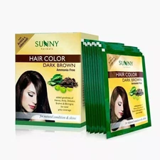 Bakson Sunny Herbals Dark Brown Hair Color | Ammonia Free (Pack of 12) 20gm