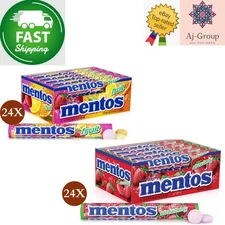 2 Full Carton Mentos Chewy Candy Fruit, Strawberry -24 Roll/Pack ⭐FAST SHIPPING⭐
