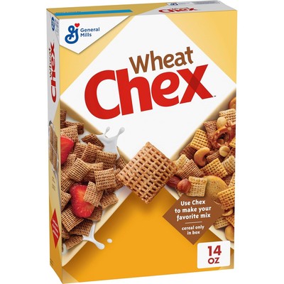 Wheat Chex Breakfast Cereal w/ Whole Grain, Homemade Chex Mix Ingredient, 14 OZ