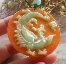 Video Certified Red Burma 100% Natural A Jade jadeite Pendant Phoenix 714872 AS
