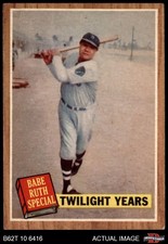 1962 Topps #141 Babe Ruth Twilight Years GRN Braves HOF RARE VARIATION 5.5 - EX+