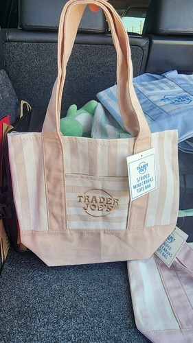 Limited Edition Trader Joe's Striped Tote in Tan NWT