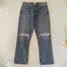 Agolde Riley High Rise Button Fly Jeans Size 30 Medium Wash Organic Cotton Denim