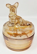 1940's Jeanette Marigold Carnival Glass Scottie  Dog Powder Trinket Candy Dish