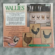 Wallies Wallpaper Cutouts 25 Warren Kimble Roosters Hens Folk Art Sealed 12941
