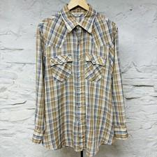 Levi  s White Tab Pearl Snap Vintage 70s 80s Paper Thin Plaid Western Cowboy XL