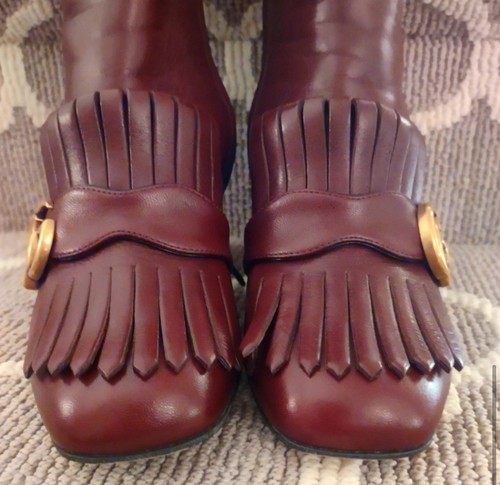 GUCCI GG Marmont Kiltie Fringe 75mm in Red Leather Booties 36.5 $1,250 - Picture 9 of 13