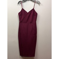 Lulus Have You Heard Faux Dress Womens XS Wrap Plum Midi Bodycon Surplice
