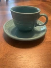 Vintage Fiesta Tableware Coffee Cup and Saucer, Turquoise. Quantity Available