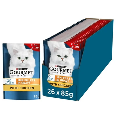 Gourmet Perle Cat Food Mini Fillets Chicken in Gravy 85g×26 Complete Pet Food PM