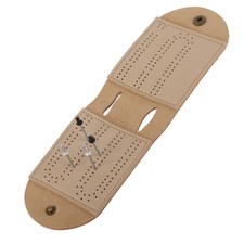Leather Cribbage Board Game Set With Needle Lightweight Brown 2 Track Leather Ga