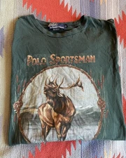 Polo Ralph Lauren Vintage 90's POLO SPORTSMAN Elk Graphic Print LS T-Shirt XL