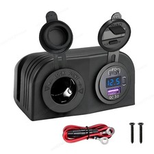 12V USB Charger Socket Panel PD Type C QC3.0 Voltmeter Switch