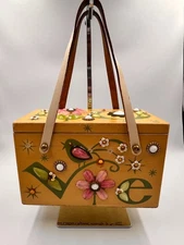 Enid Collins of Texas Vintage Original Wooden Box Purse Love Birds