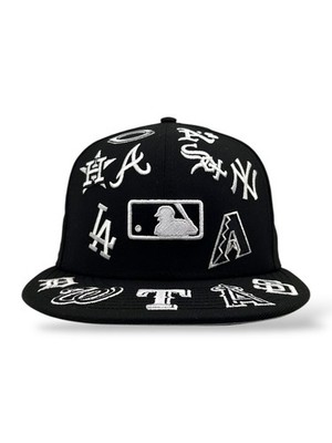 New Era 9Fifty Black/White Snapback MLB Allover Team Logos OSFM Grey UV - NWT