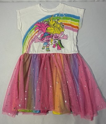 Girls Trolls Dress 5T Rainbow Tulle Party Princess DreamWorks NWOT