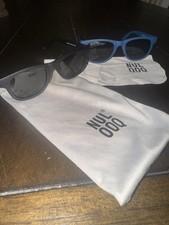 NULOOQ Infant Square Sunglasses Black  Blue Plastic Frame with sunglass sleeve