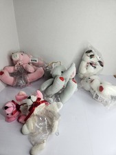 Lot of 8 Plush Candy Holder Toys Party Favor Animals Hearts Birthday Favors
