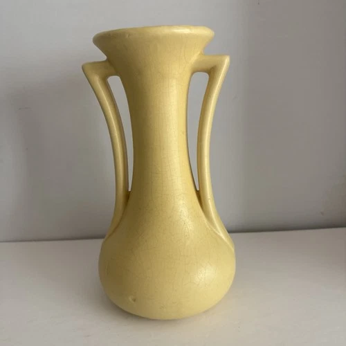 Vintage McCoy Double Handle  Yellow Vase