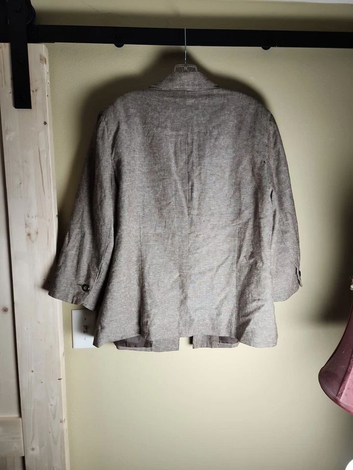 Vestido Granero Mujer 16W Marrón y Tostado 3 Botones Blazer Chaqueta Con Bolsillos Manga Larga Foto 3 de 4